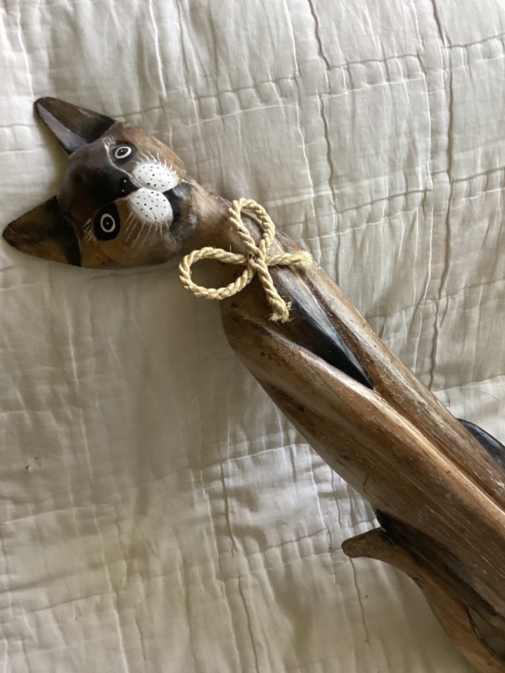 TALL RUSTIC STYLE CARVED WOOD CAT